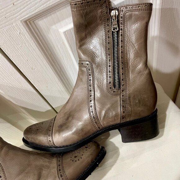 MARINA RINALDI MID CALF WESTERN BOOTS GREY DISTRESSED GRUNGE MADE IN ITALY SZ 35 - Picture 15 of 16